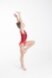 Panther gymnastics leotard. Coral