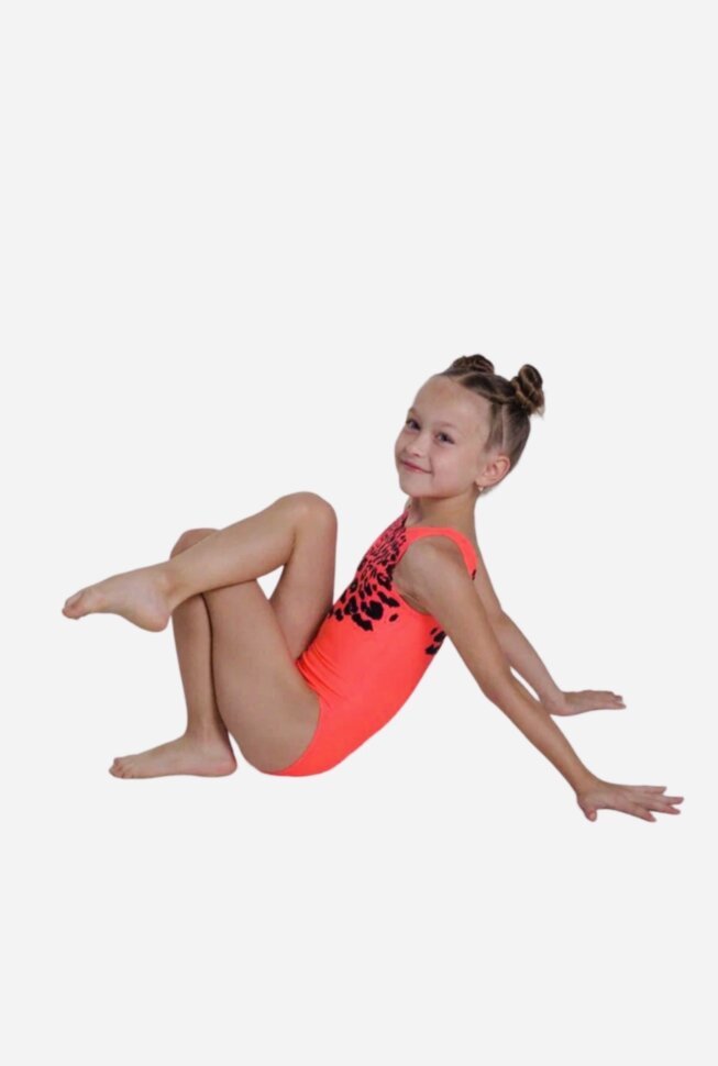 Panther gymnastics leotard. Coral